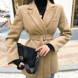 Peak-lapel Belted Wrap Blazer