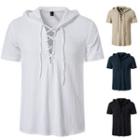 Short-sleeve Hooded Lace-up Shirt