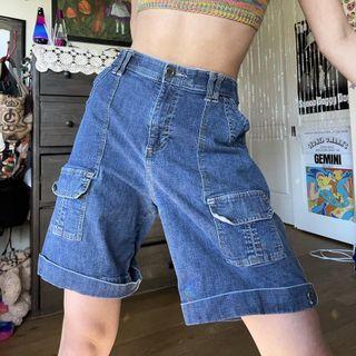High-waist Pocket Wide-leg Denim Shorts