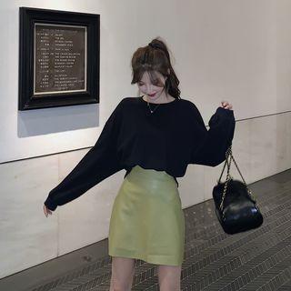 Open Back Top / Faux Leather Skirt