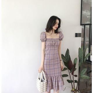 Check Slim-fit Short-sleeve Dress