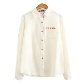 Printed Trim Long-sleeve Shirt