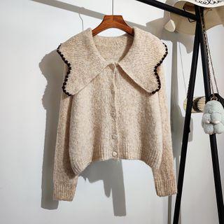 Cropped Color-block Lapel Knit Top