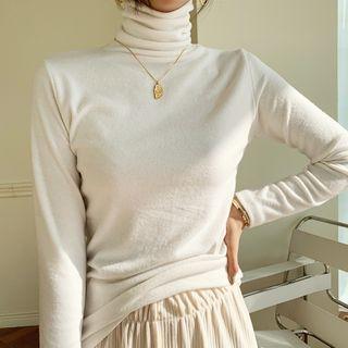 Turtleneck Napped Top Black - One Size
