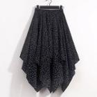 Dotted Asymmetrical Midi A-line Skirt