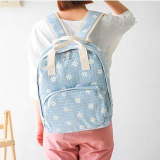 Floral Print Plaid Backpack
