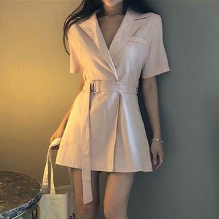 Short-sleeve Notch Lapel Playsuit