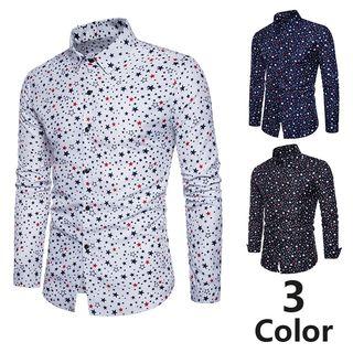 Long-sleeved Floral Print Slim Blouse