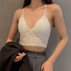 Sleeveless V-neck Lace Cropped Camisole Top