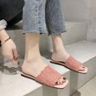 Square-toe Knit Slide Sandals