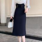 High Waist A-line Skirt / Plain Blouse
