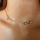 Hollow Heart Necklace 1 Pc - Gold - One Size