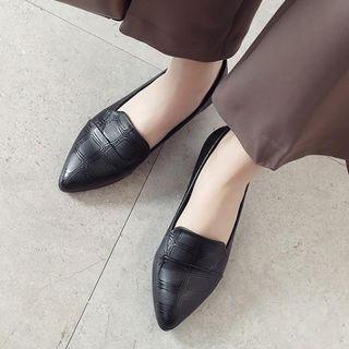 Block Heel Pointy-toe Loafers