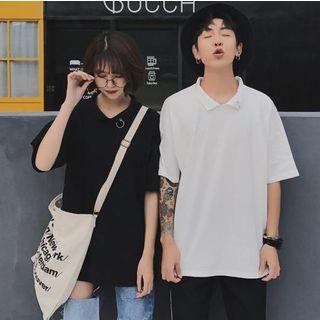 Couple Matching Plain Short-sleeve Polo Shirt