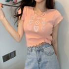 Short-sleeve Heart Crop Top