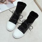 Knit Panel Lace-up Sneaker