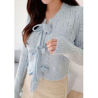 Tie-front Pointelle Cardigan