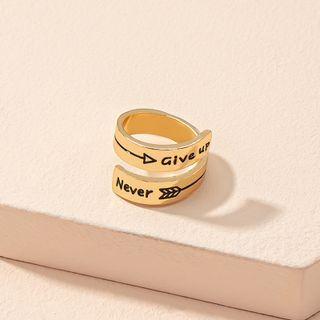 Lettering Open Ring R742 - Never Give Up - Gold - 7