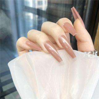 Pointed Faux Nail Tips 7 - Glue - Pink - One Size