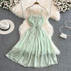 Pleated Bandeau Chiffon Dress