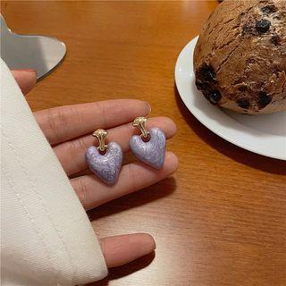 Heart Alloy Dangle Earring 1 Pair - Grayish Blue - One Size