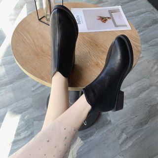 Block Heel Zip Up Short Boots