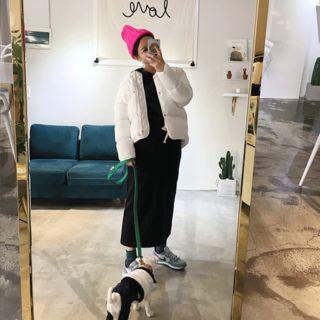 Round-neck Patted Jacket