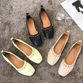 Crinkled Square Toe Flats