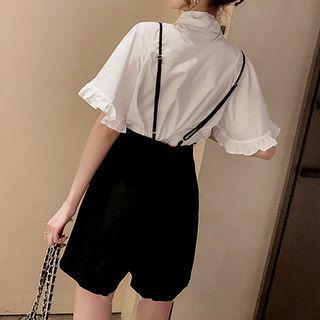 Set: Short-sleeve Ruffle Shirt + Jumper Shorts