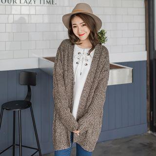 Open-front Dolman Cable Knit Cardigan