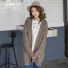 Open-front Dolman Cable Knit Cardigan