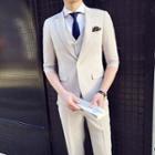Suit Set: 3/4-sleeve Blazer + Vest + Dress Pants