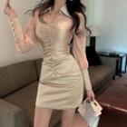 Long-sleeve Mini Sheath Dress As Shown In Figure - One Size