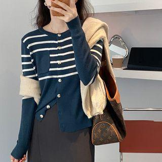 Striped Pocket Detail Cardigan