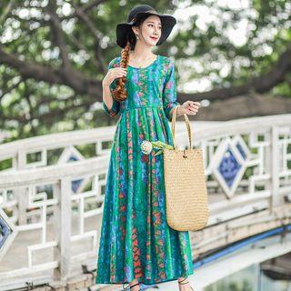 Ethnic Print Half Sleeve Dress