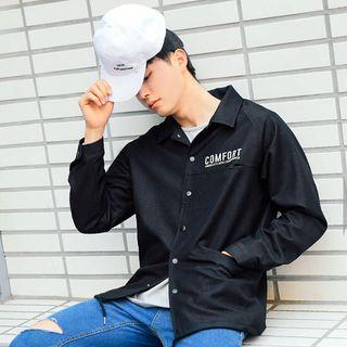Lettering Snap-button Denim Jacket