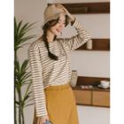 Smiley Embroidery Stripe T-shirt