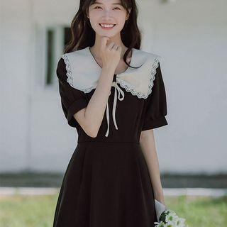 Peter Pan Collar Lace-trim Dress