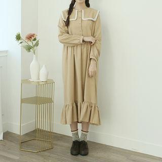 Pilgrim-collar Shirtwaist Long Dress