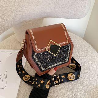 Glitter Panel Hexagon Crossbody Bag