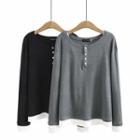 Plus Size Mock Two Piece Long-sleeve Top