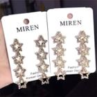 925 Sterling Silver Rhinestone Perforated Star Dangle Earring