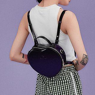 Gradient Heart-shaped Faux Leather Mini Backpack