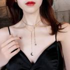 Alloy Moon & Star Pendant Layered Choker Necklace As Shown In Figure - One Size
