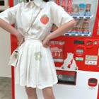 Elbow-sleeve Fruit Print Shirt / Mini Skirt