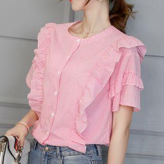 Pinstriped Ruffled Shirt