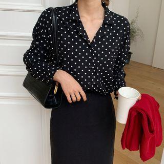 Single-breasted Polka-dot Blouse