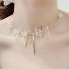 Faux Crystal Alloy Bar Choker Gold - One Size