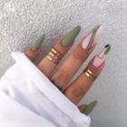 Print Faux Nail Tips W014 - Green - One Size
