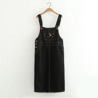 Star Embroidered Denim Overall Dress